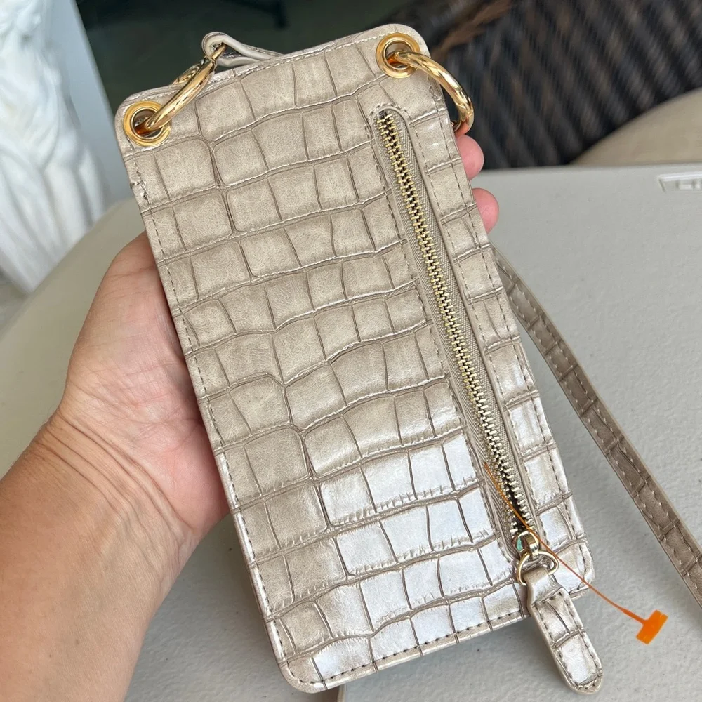 CROSSBODY PHONE CASE + WALLET new without tag TAUPE
